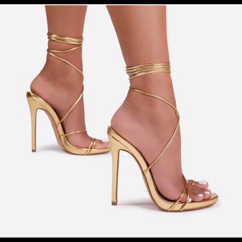 Ego gold strap up heels